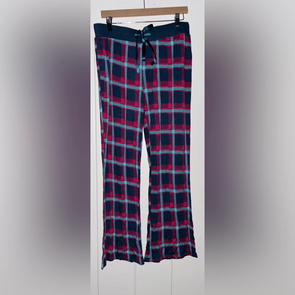 Venus Plaid Drawstring Intimate Pajama Bottoms Couch Ready Soft Lounge Women L
